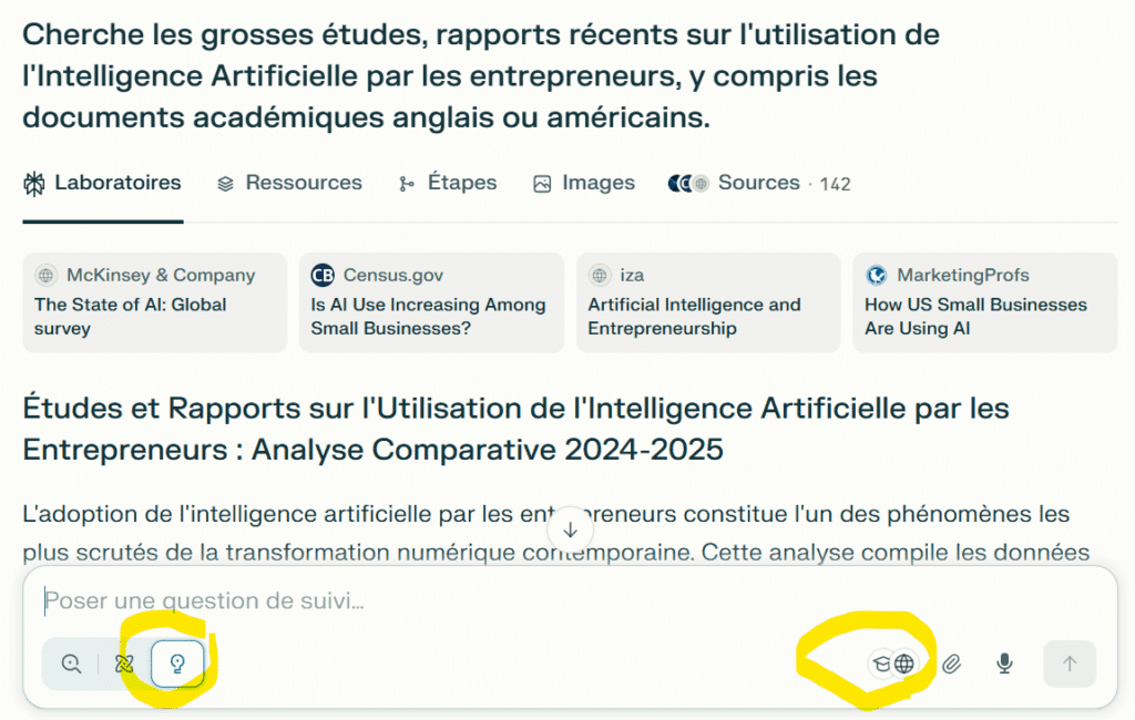 Recherche approfondie avec Perplexity Labs