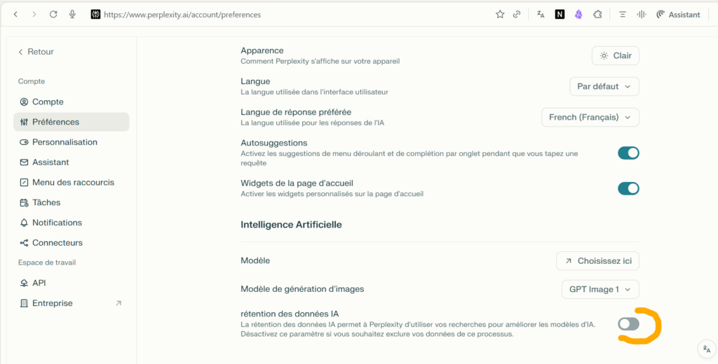Décocher rétention des données IA pour un maximum de confidentialité