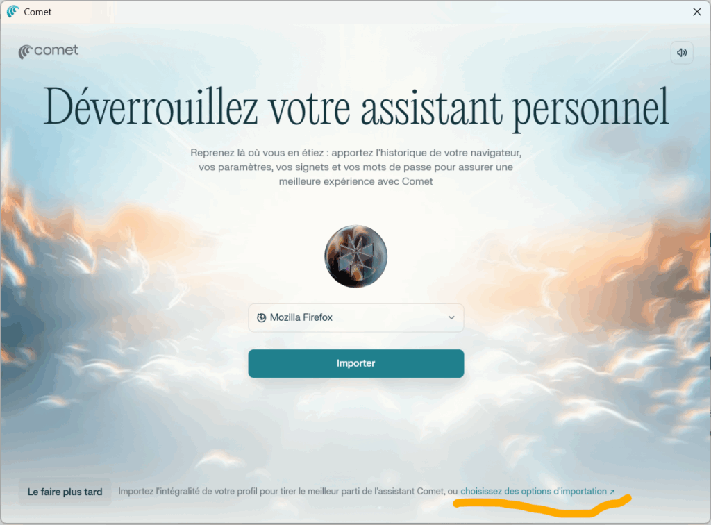 Choisir ses propres options d'importation