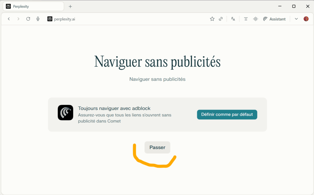 Passer l'installation de adblock