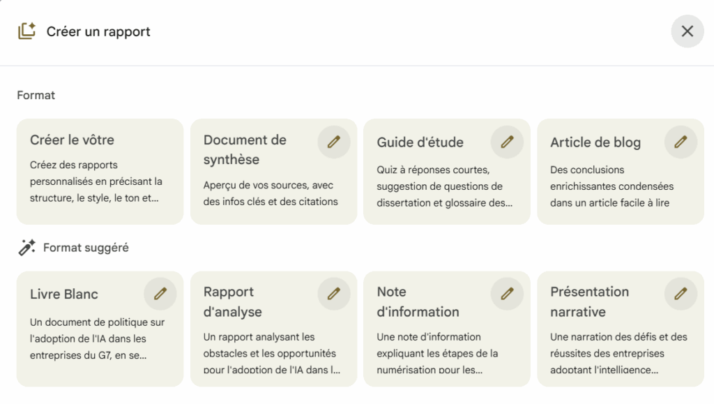 Créer un rapport automatique basé sur vos sources