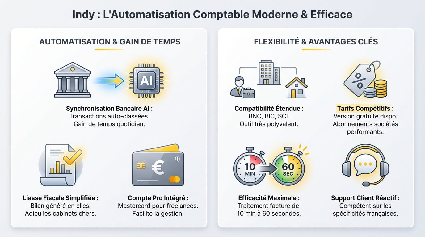 Interface du logiciel Indy pour la gestion comptable automatisée des indépendants